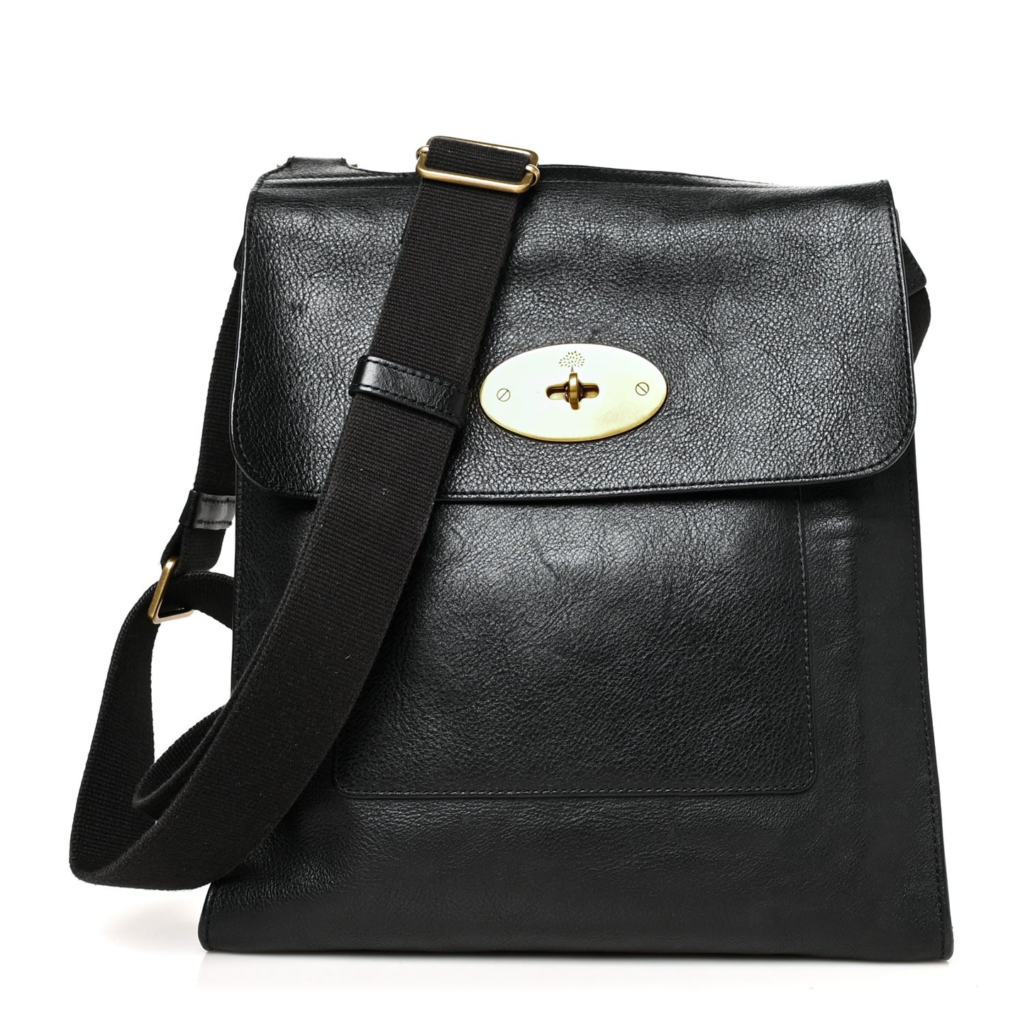 Natural Grain Calfskin Antony Messenger Crossbody Black
