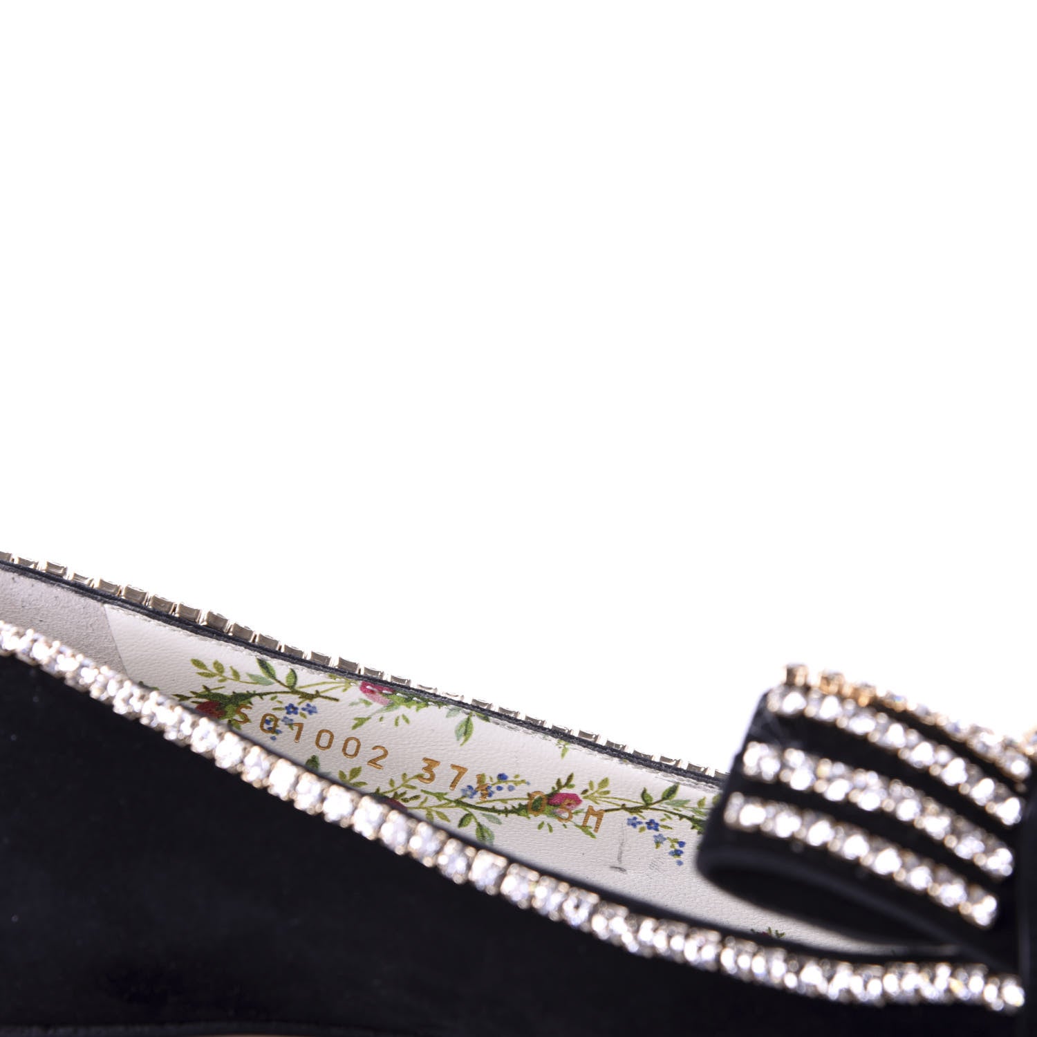 Gucci Kid Scamosciato Crystal GG Marmont Fringe 50mm Loafer Pumps 37.5 Black 9 of 10
