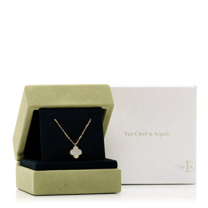 Van Cleef & Arpels 18K Yellow Gold Mother of Pearl Sweet Alhambra Pendant Necklace 5 of 5