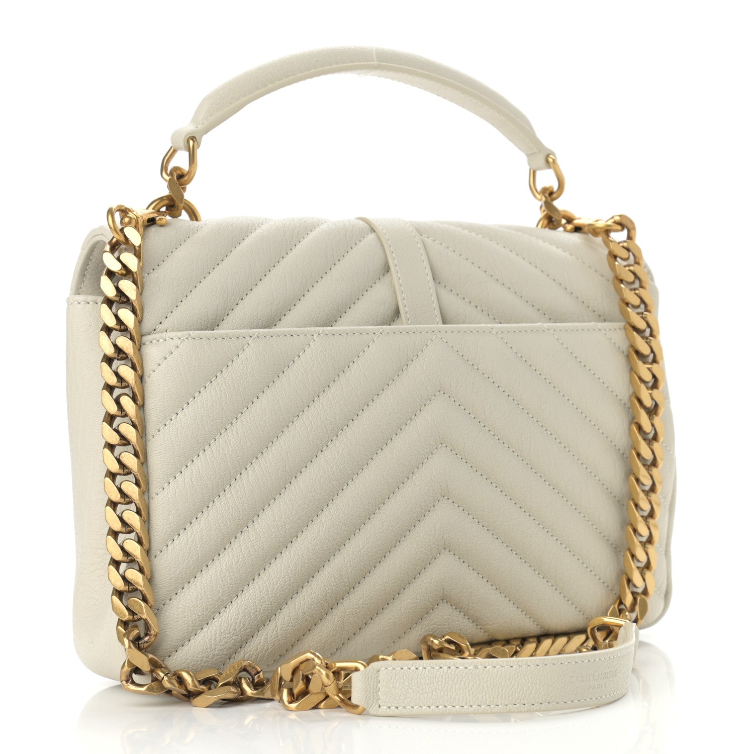 Saint Laurent Sheepskin Matelasse Chevron Monogram Medium College Bag Crema Soft 3 of 11
