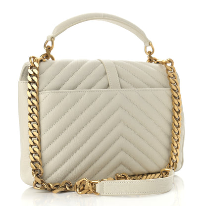 Saint Laurent Sheepskin Matelasse Chevron Monogram Medium College Bag Crema Soft 3 of 11