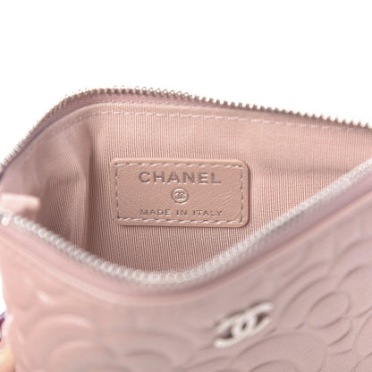 Chanel Goatskin Camellia Embossed Cosmetic Pouch Light Pink 6 of 9