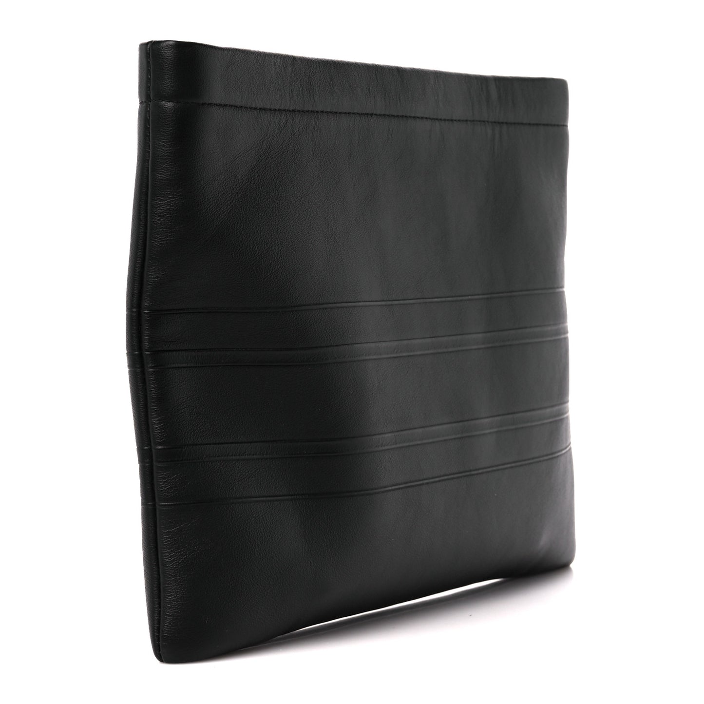 Calfskin Medium Diordouble Zip Pouch Black