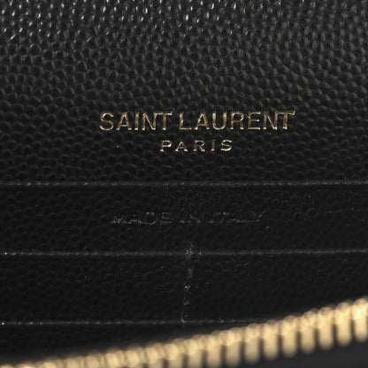Saint Laurent Grain De Poudre Matelasse Chevron Monogram Envelope Chain Wallet Black 6 of 10