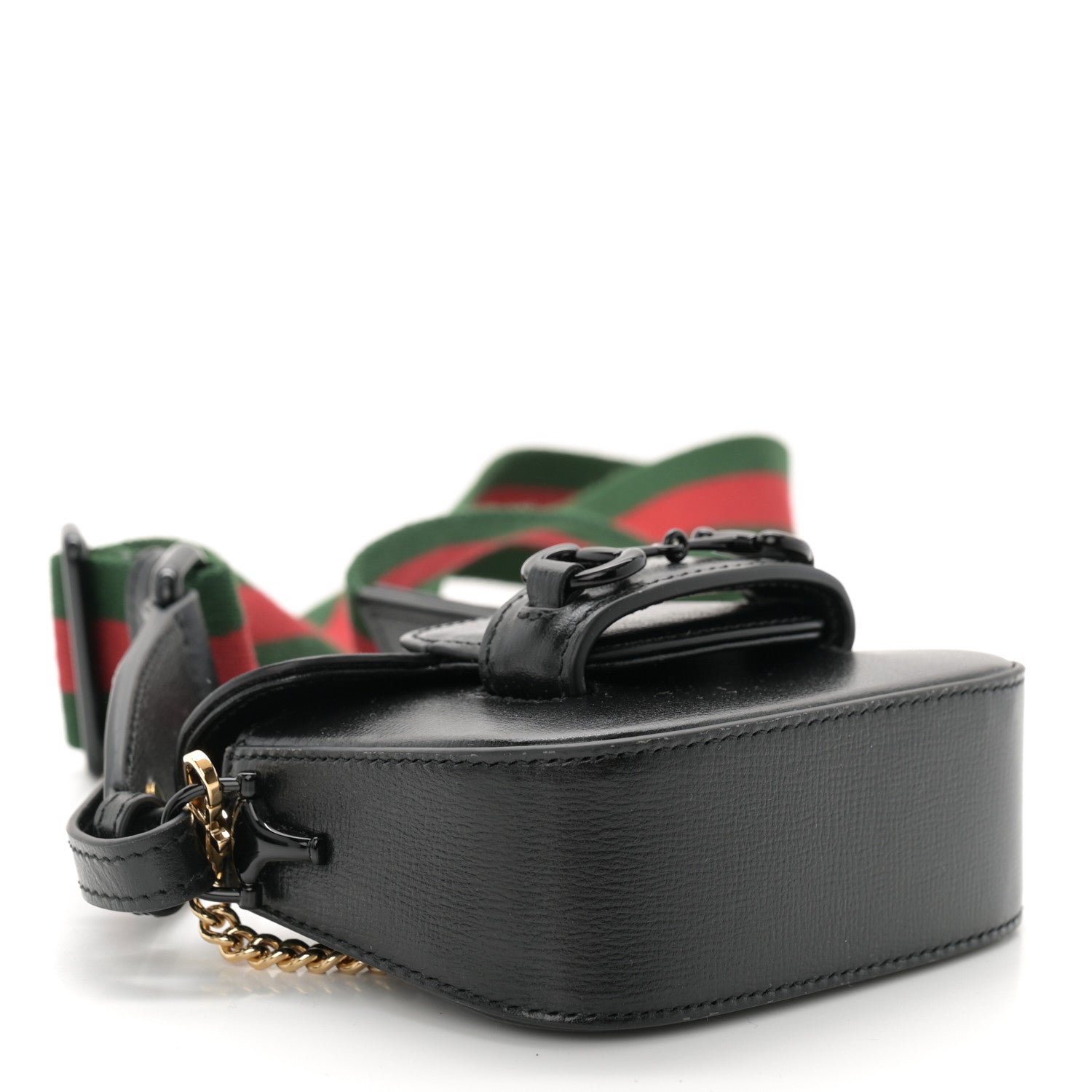 Gucci Azalea Calfskin Web Monochrome Horsebit 1955 Wallet On Strap Black 4 of 10