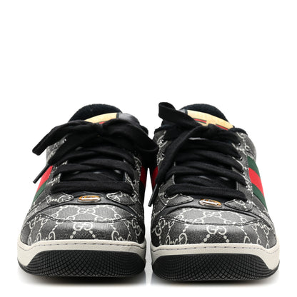 Gucci GG Supereme Monogram Miro Soft Calfskin Web Mens Screener Sneakers 9 Black Grey Sky 3 of 10