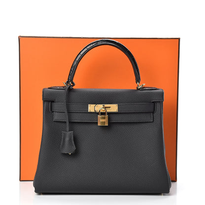 Hermes Togo Matte Alligator Kelly Retourne Touch 28 Black 39 of 39