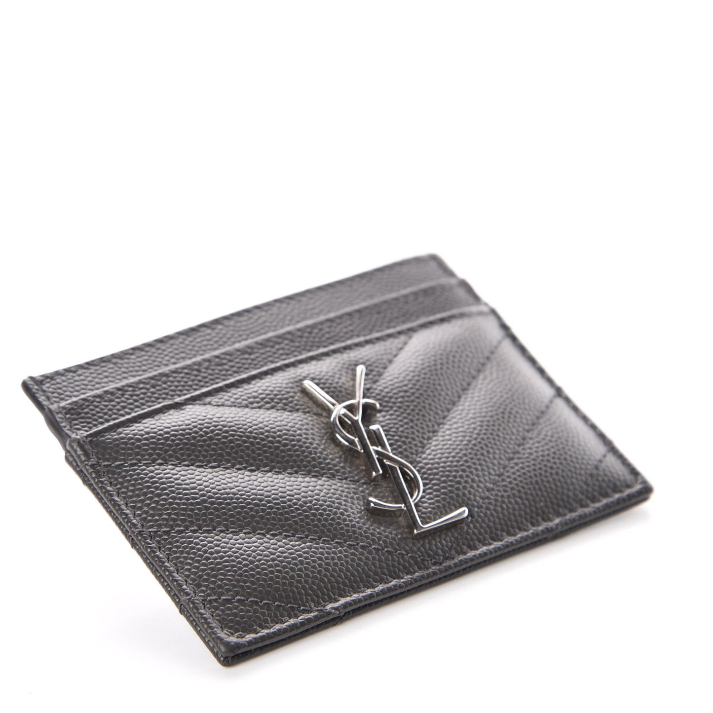 Grain De Poudre Matelasse Chevron Monogram Credit Card Case Coal