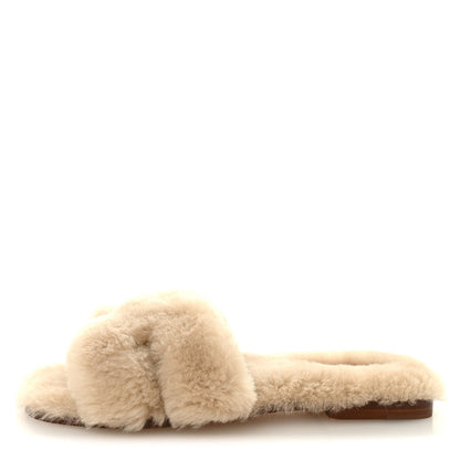 Hermes Woolskin Oran Sandals 40 Beige Argile 1 of 8