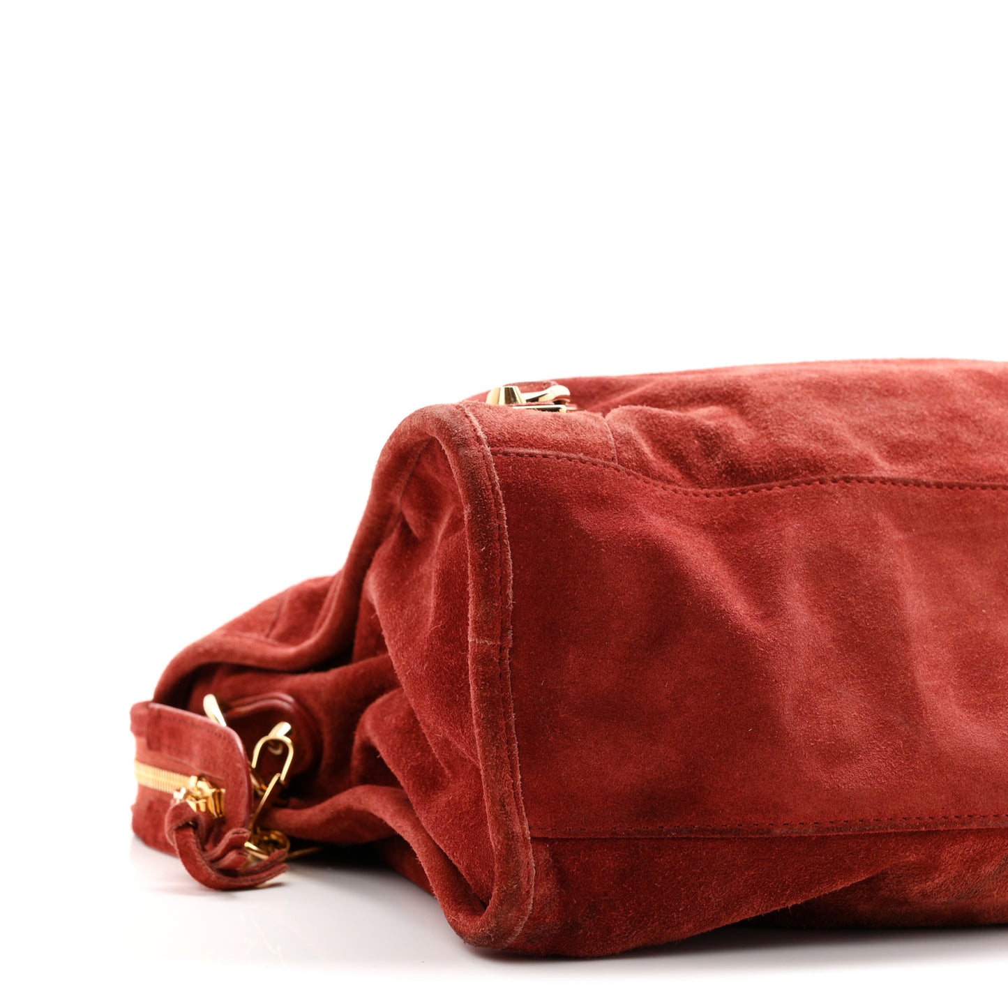 Baby Daim Suede Gold Metallic Edge Hardware City Bois De Rose Fonce