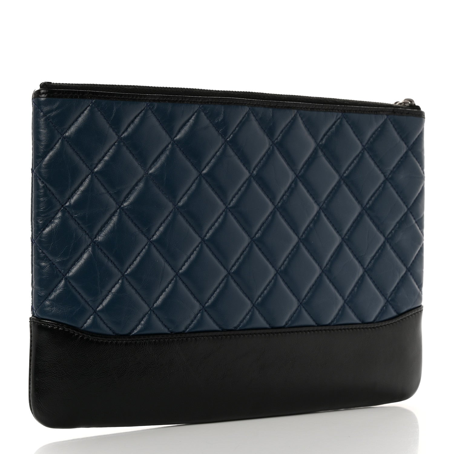 Chanel Aged Calfskin Quilted Medium Gabrielle Cosmetic Case Navy Black 3 of 8