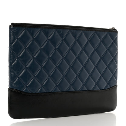 Chanel Aged Calfskin Quilted Medium Gabrielle Cosmetic Case Navy Black 3 of 8