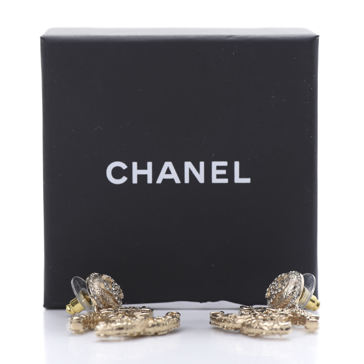 Chanel Crystal CC Drop Logo Earrings Gold 5 of 5