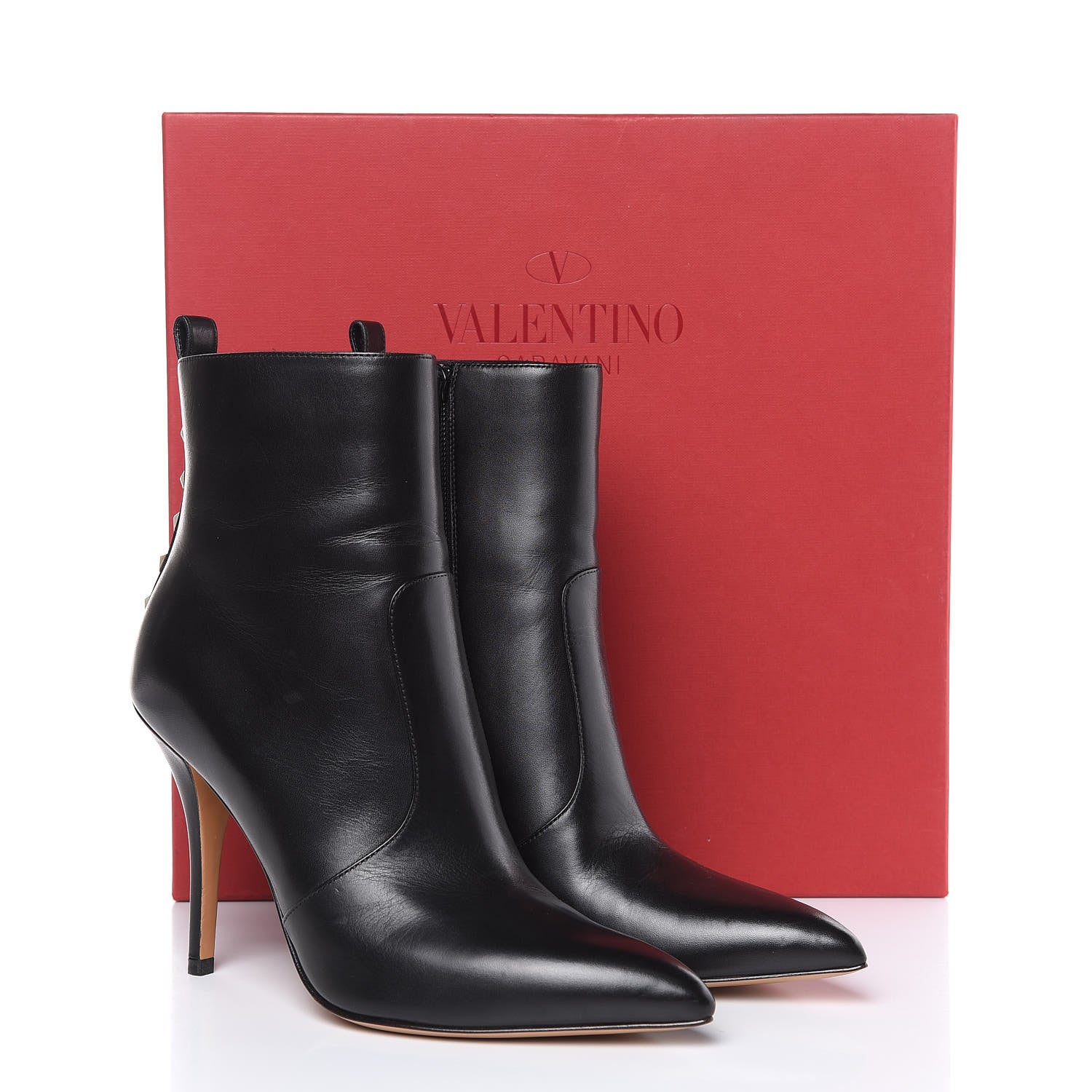 Valentino Garavani Calfskin Rockstud Ankle Booties 37 Black 8 of 10