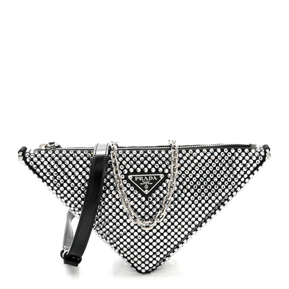 Prada Satin Crystal Triangle Crossbody Pouch Cristal 1 of 10