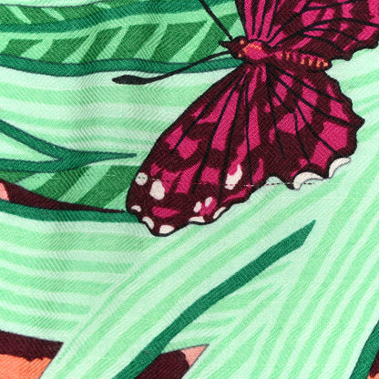 Hermes Cashmere Silk Jaguar Quetzal Shawl 140 Fuchsia Vert Jaune D'Or 5 of 5