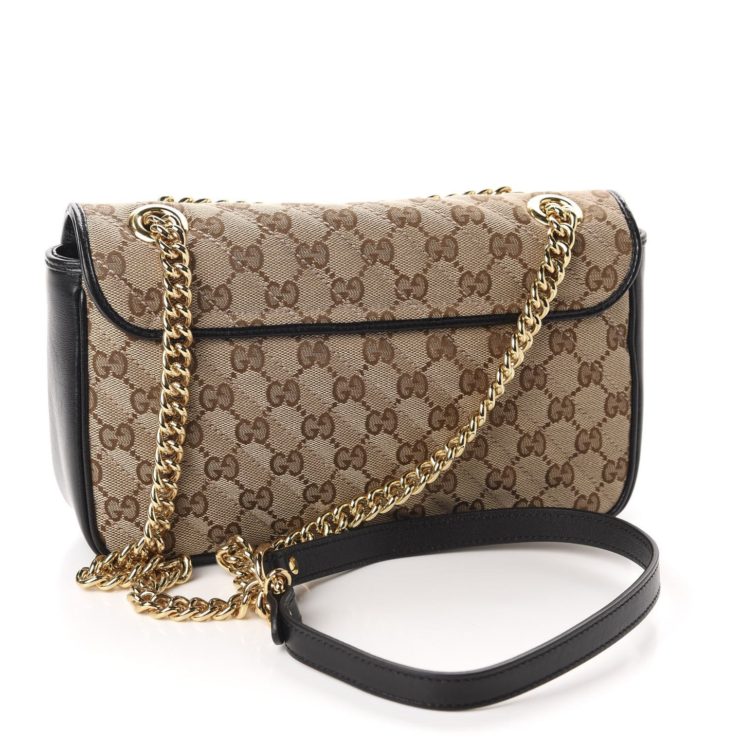 Monogram Matelasse Diagonal Small GG Marmont Shoulder Bag Beige Black