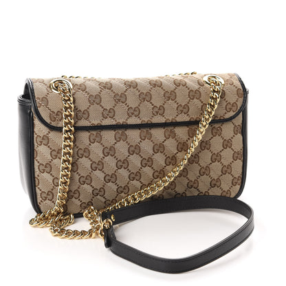 Gucci Monogram Matelasse Diagonal Small GG Marmont Shoulder Bag Beige Black 4 of 11