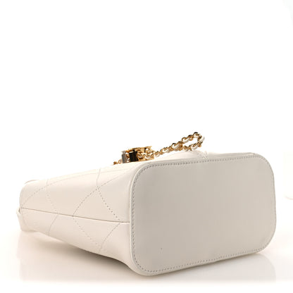 Chanel Calfskin Quilted Small Shopping Bag White 4 of 12
