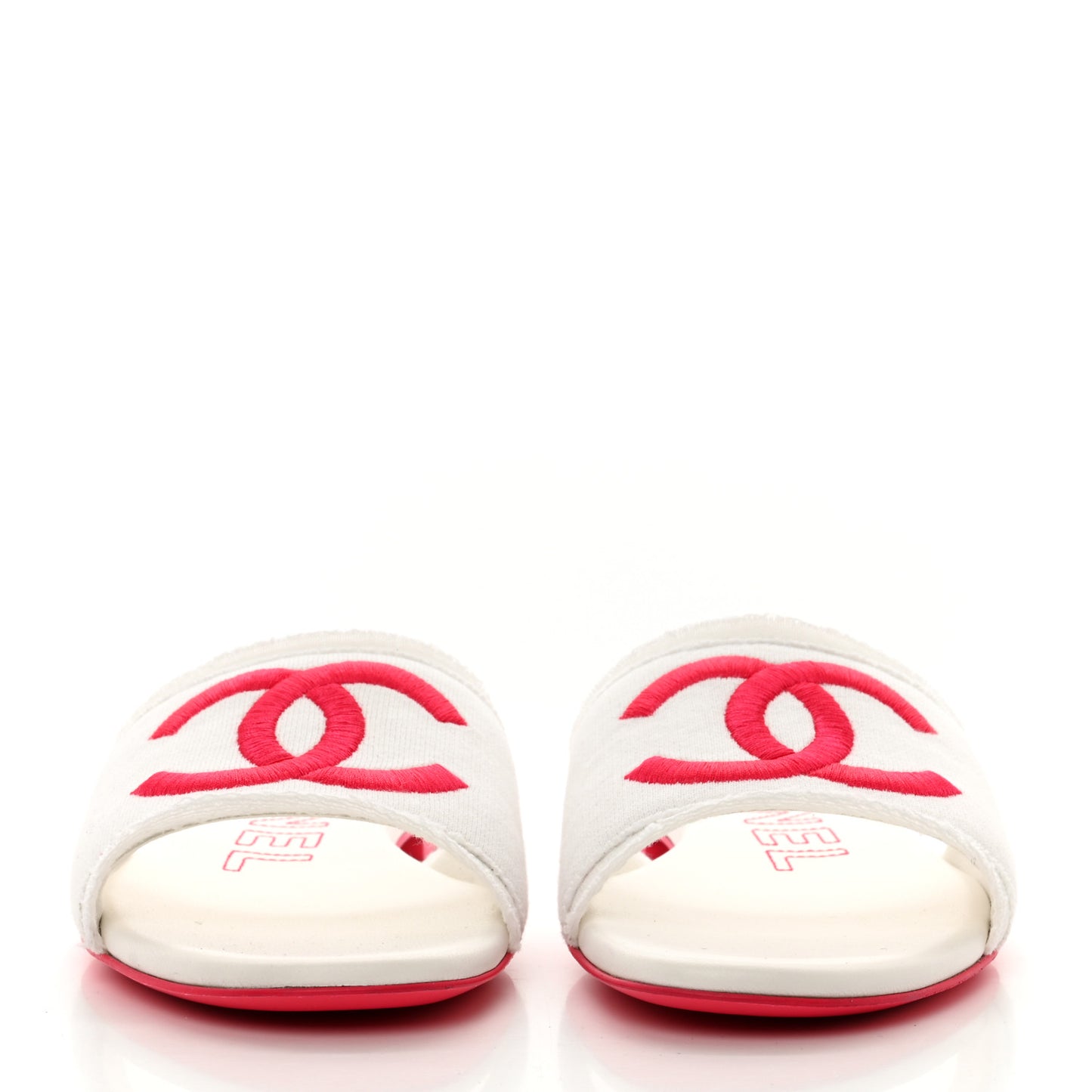 Jersey Knit CC Mules 39 White Fuchsia
