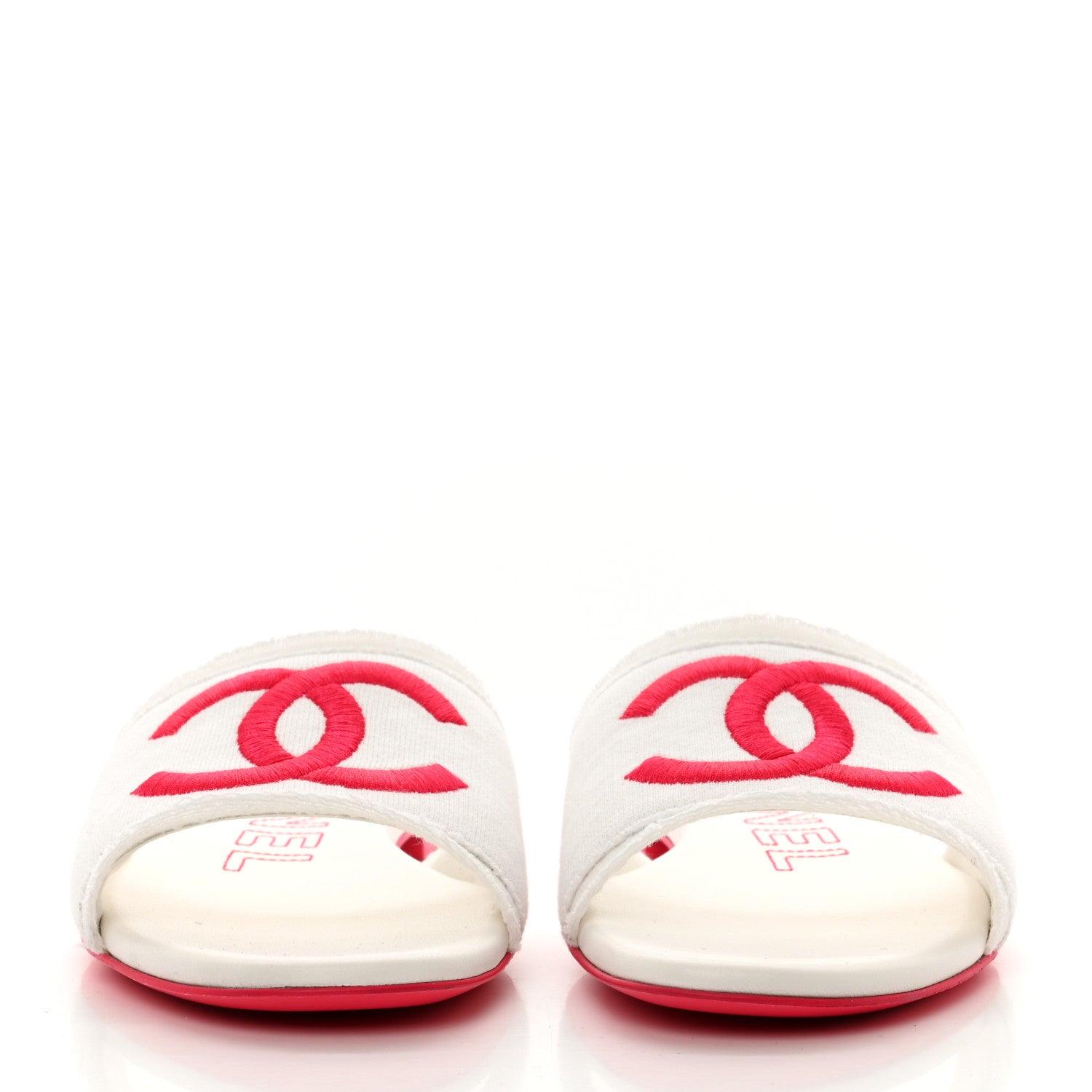 Chanel Jersey Knit CC Mules 39 White Fuchsia 2 of 10