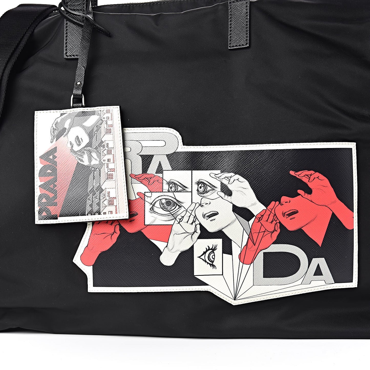 X JAMES JEAN Tessuto Nylon Patch Shopping Tote Black