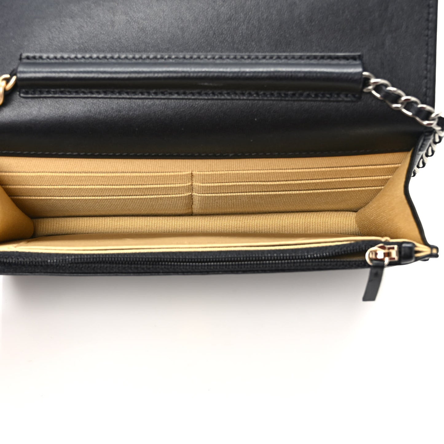 Lambskin Quilted Coco Clips Wallet On Chain WOC Black