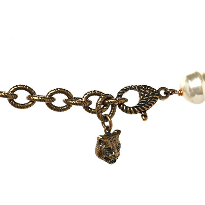 Gucci Crystal Pearl Marmont Dragon Necklace Aged Gold Multicolor 3 of 4