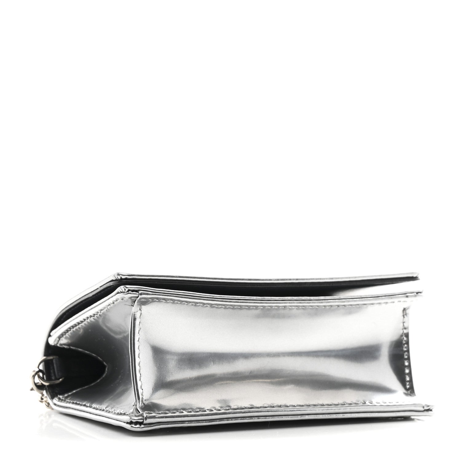 Christian Dior Metallic Patent Micro-Cannage Baby Diorama Flap Bag Silver 4 of 10