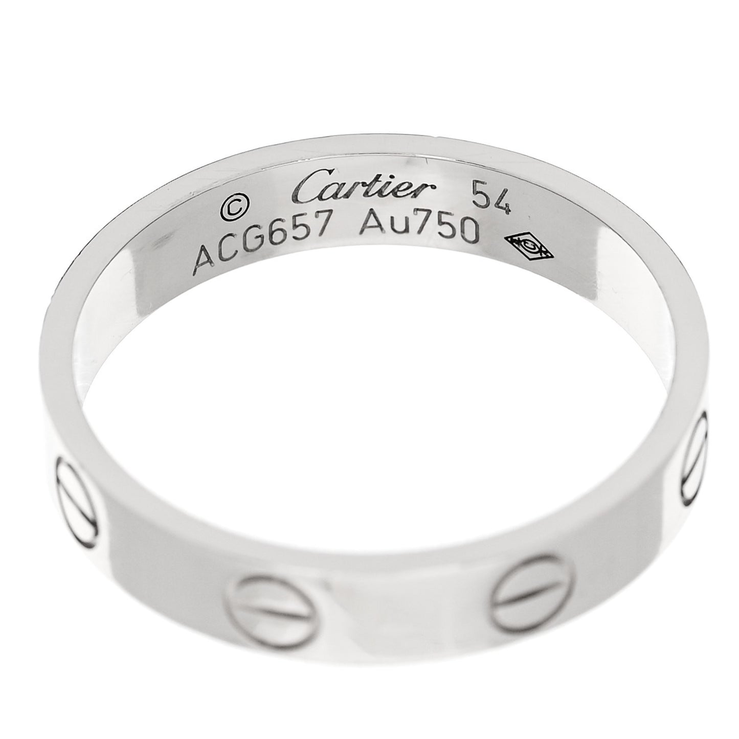 18K White Gold 3.5mm LOVE Wedding Band Ring 54 7