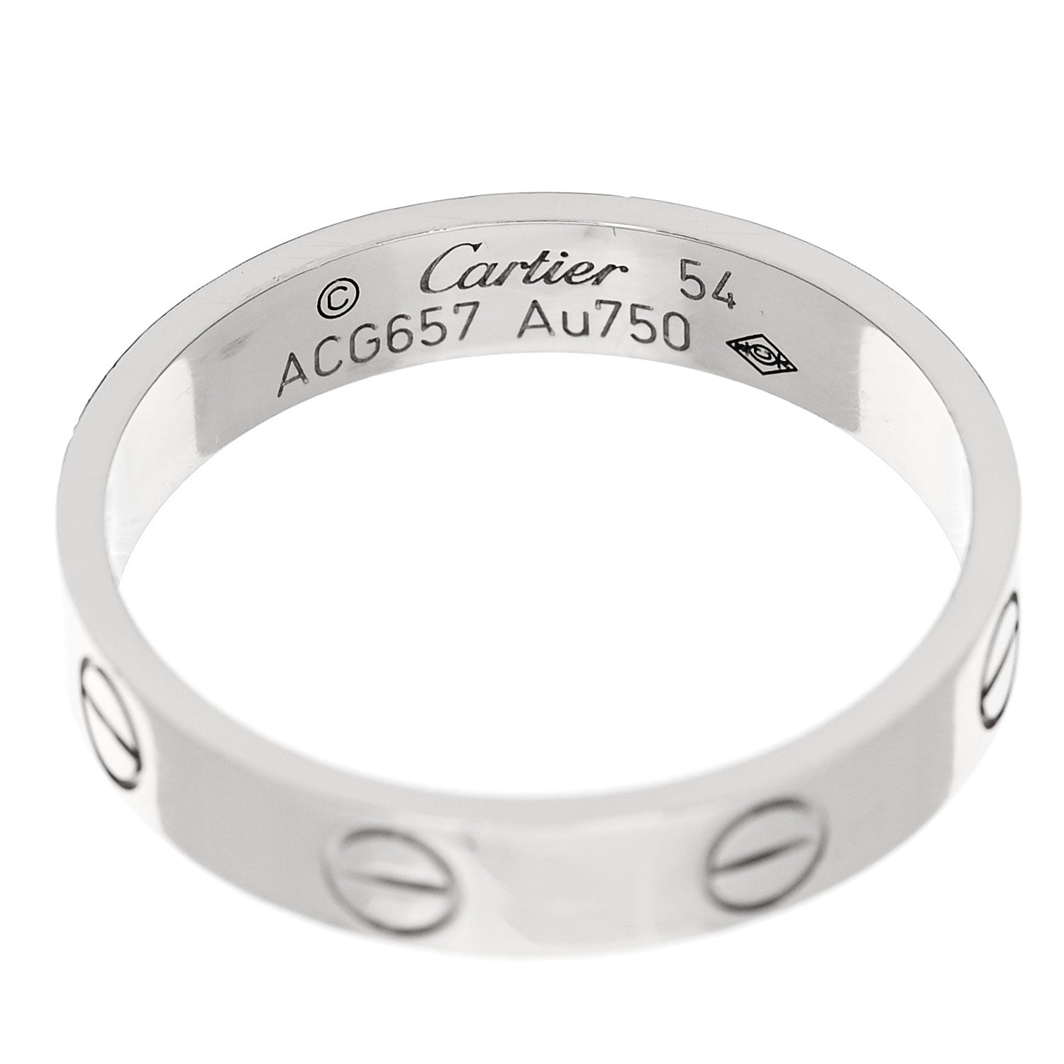 Cartier 18K White Gold 3.5mm LOVE Wedding Band Ring 54 7 4 of 4