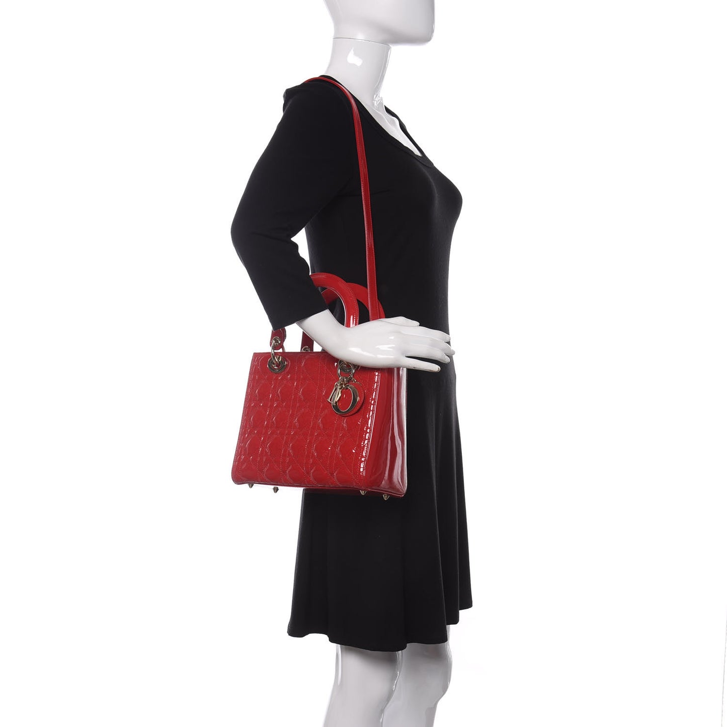 Patent Cannage Medium Lady Dior Red