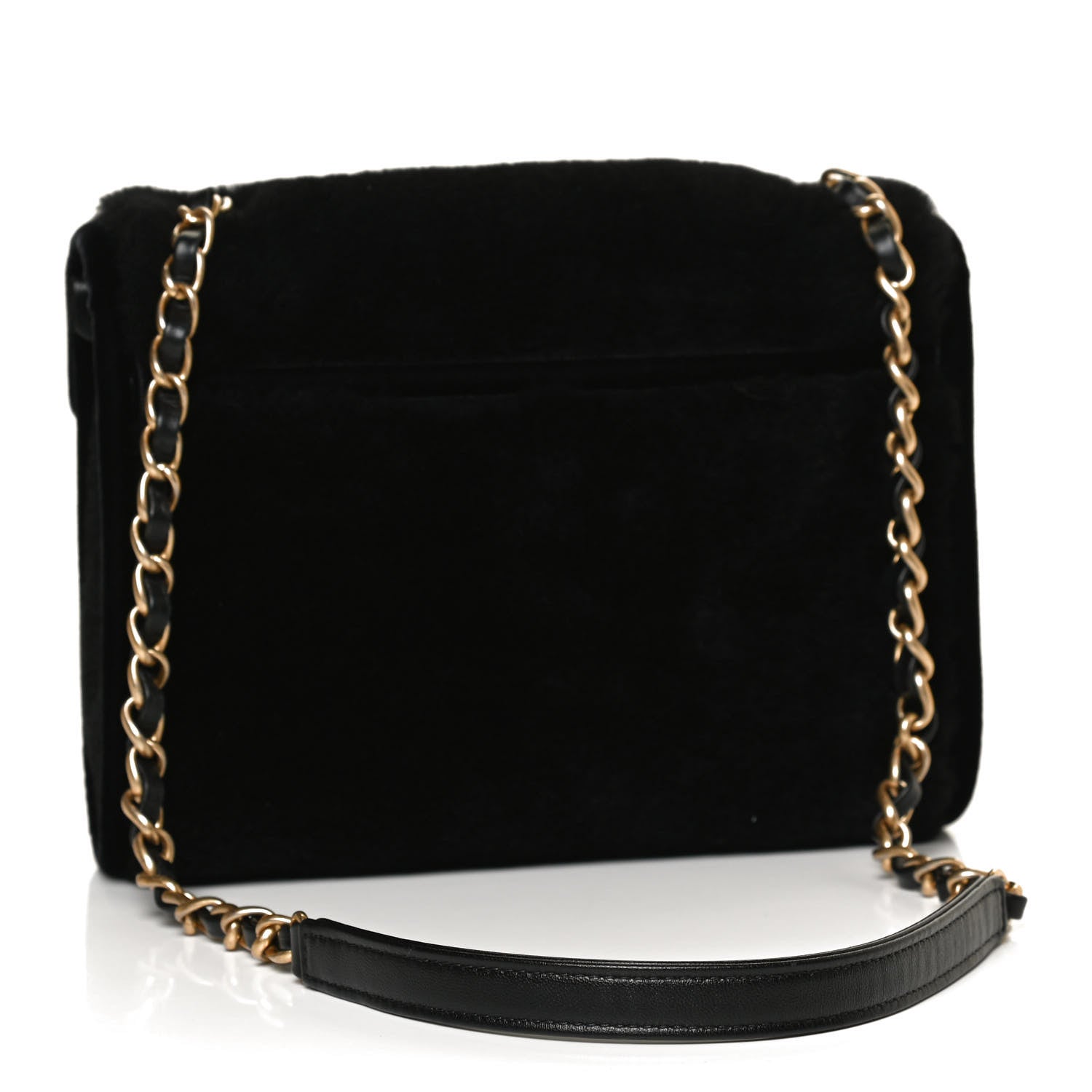 Chanel Shearling Checkered Flap Bag Black White 3 of 11