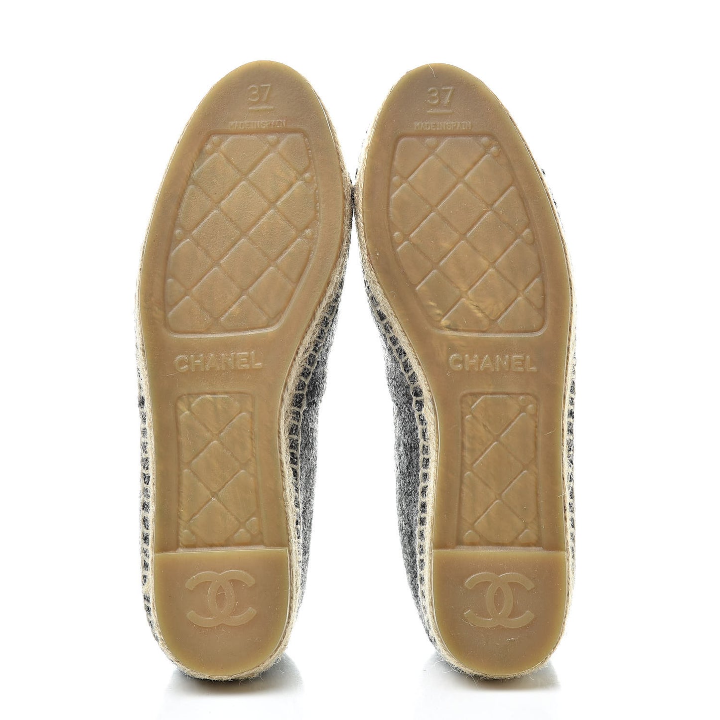 Tweed Velvet CC Espadrilles 37 Grey Black