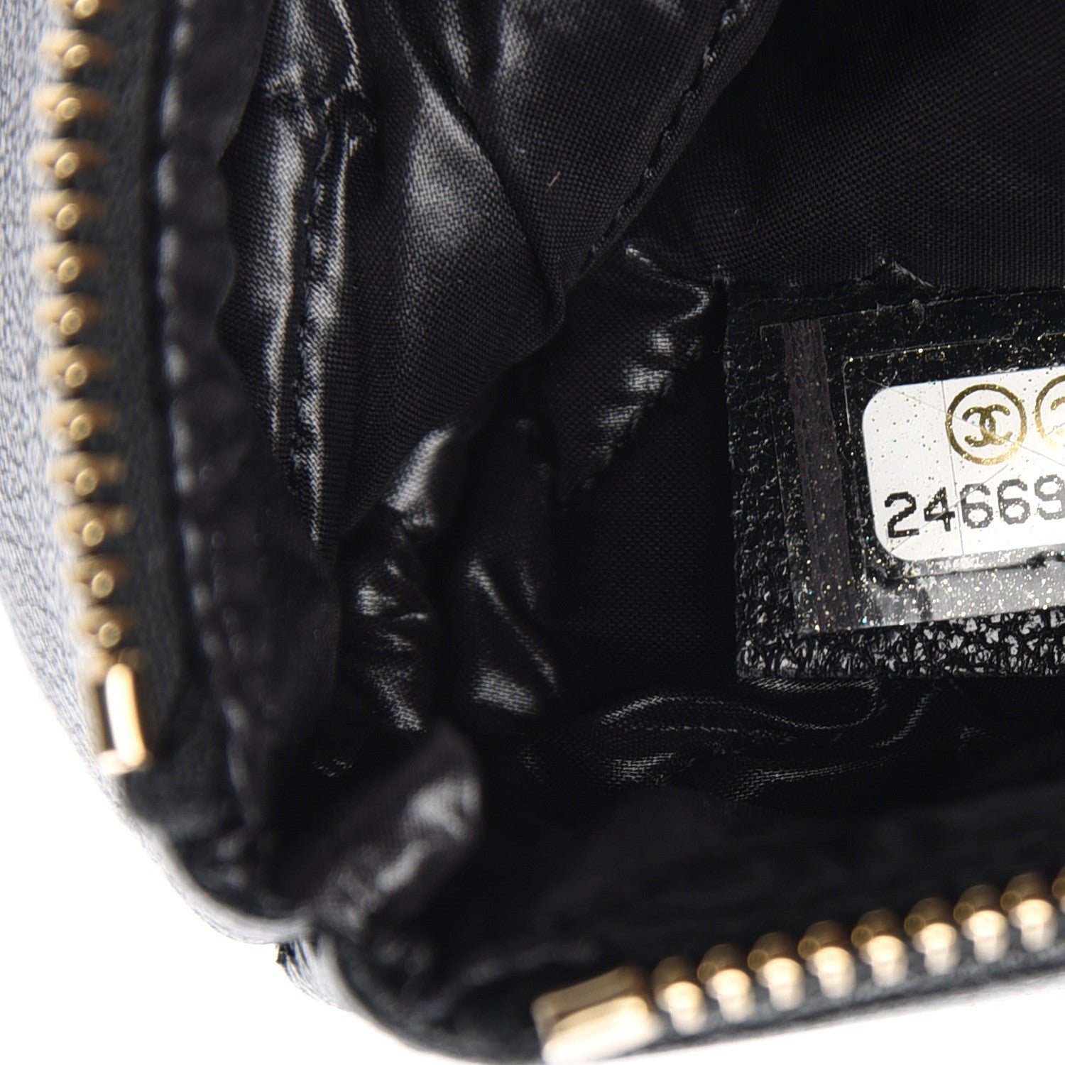 Chanel Sheepskin Chevron Quilted Small Cosmetic Case Black 7 of 8