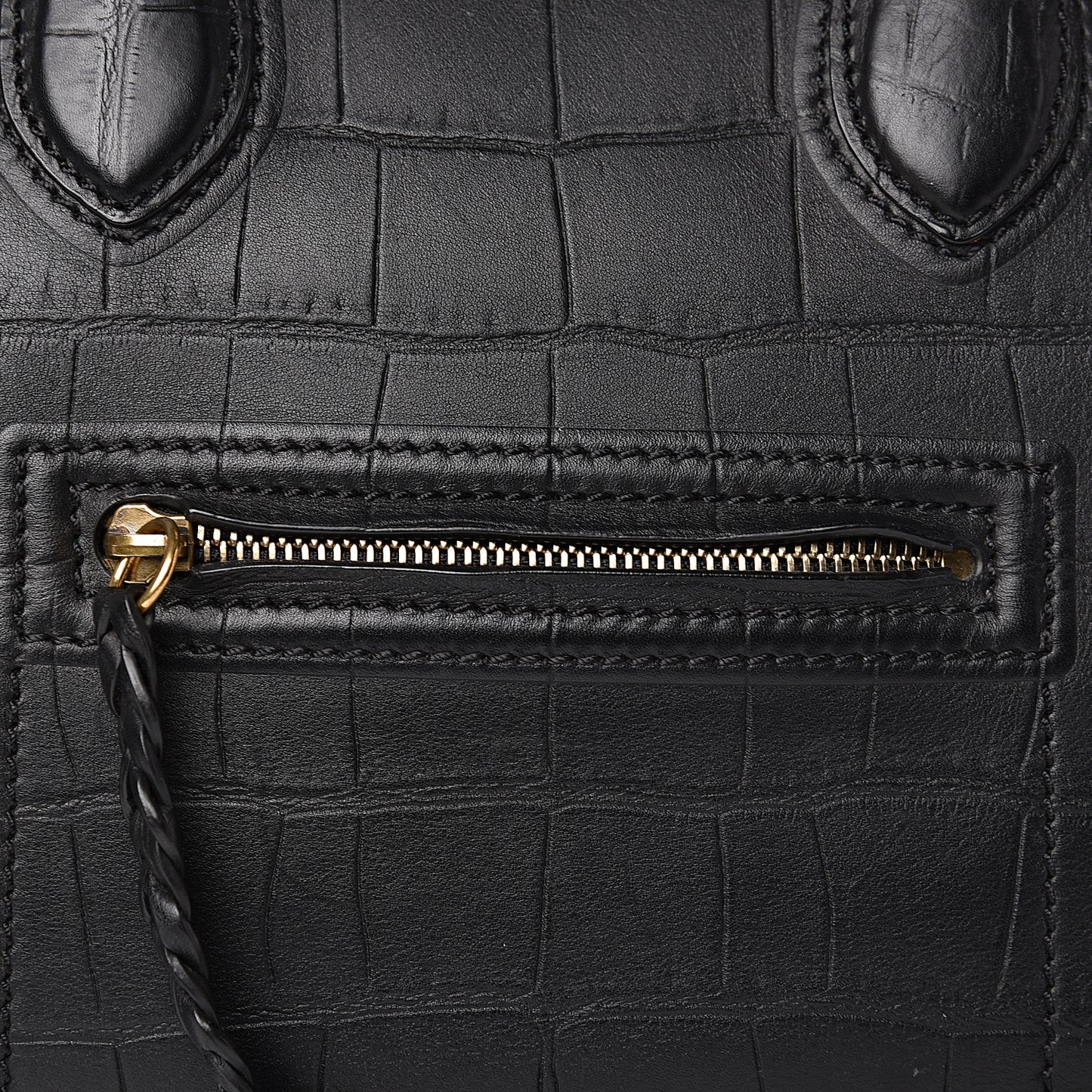 Crocodile Embossed Calfskin Medium Phantom Luggage Black