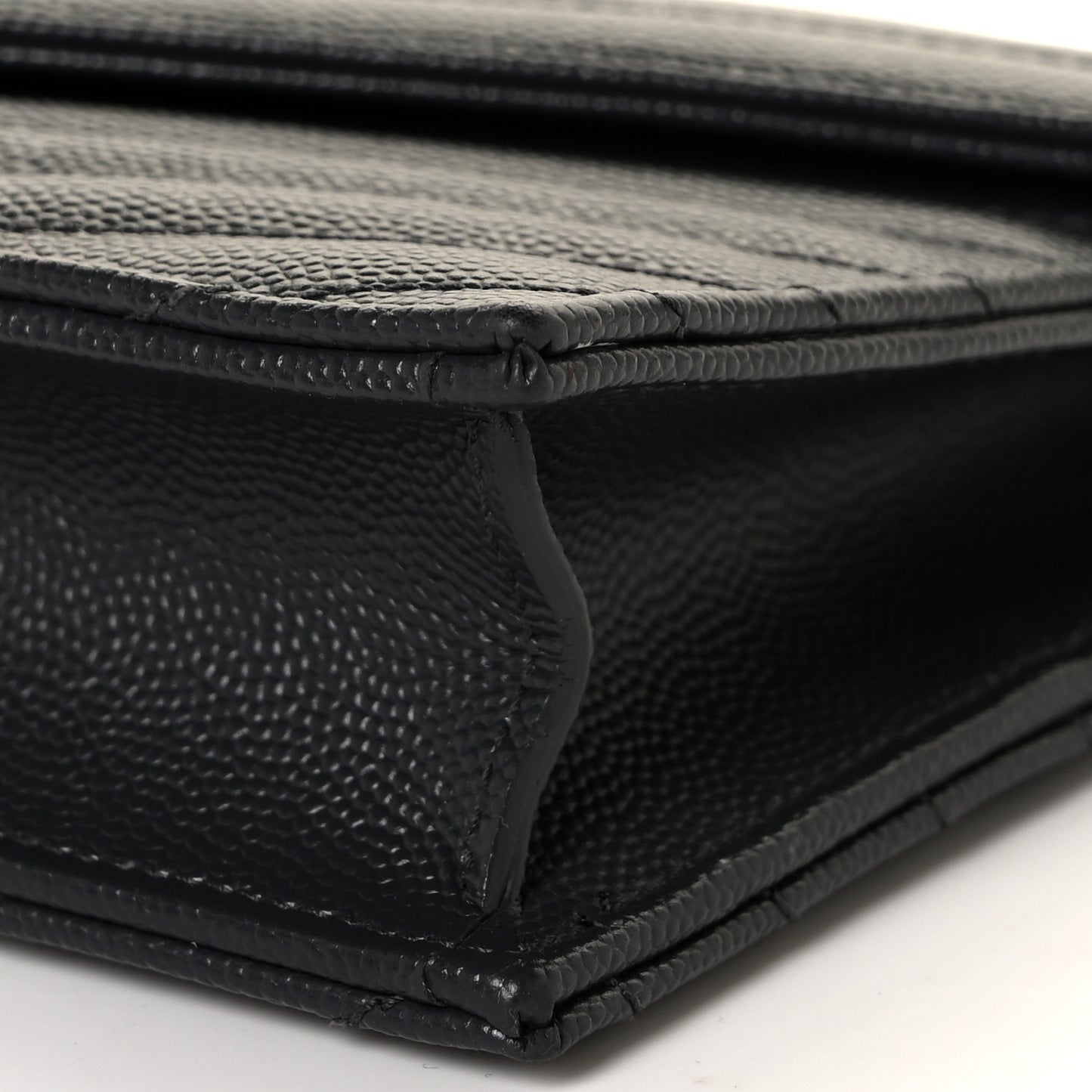 Grain De Poudre Matelasse Chevron Monogram Envelope Chain Wallet Dark Smog