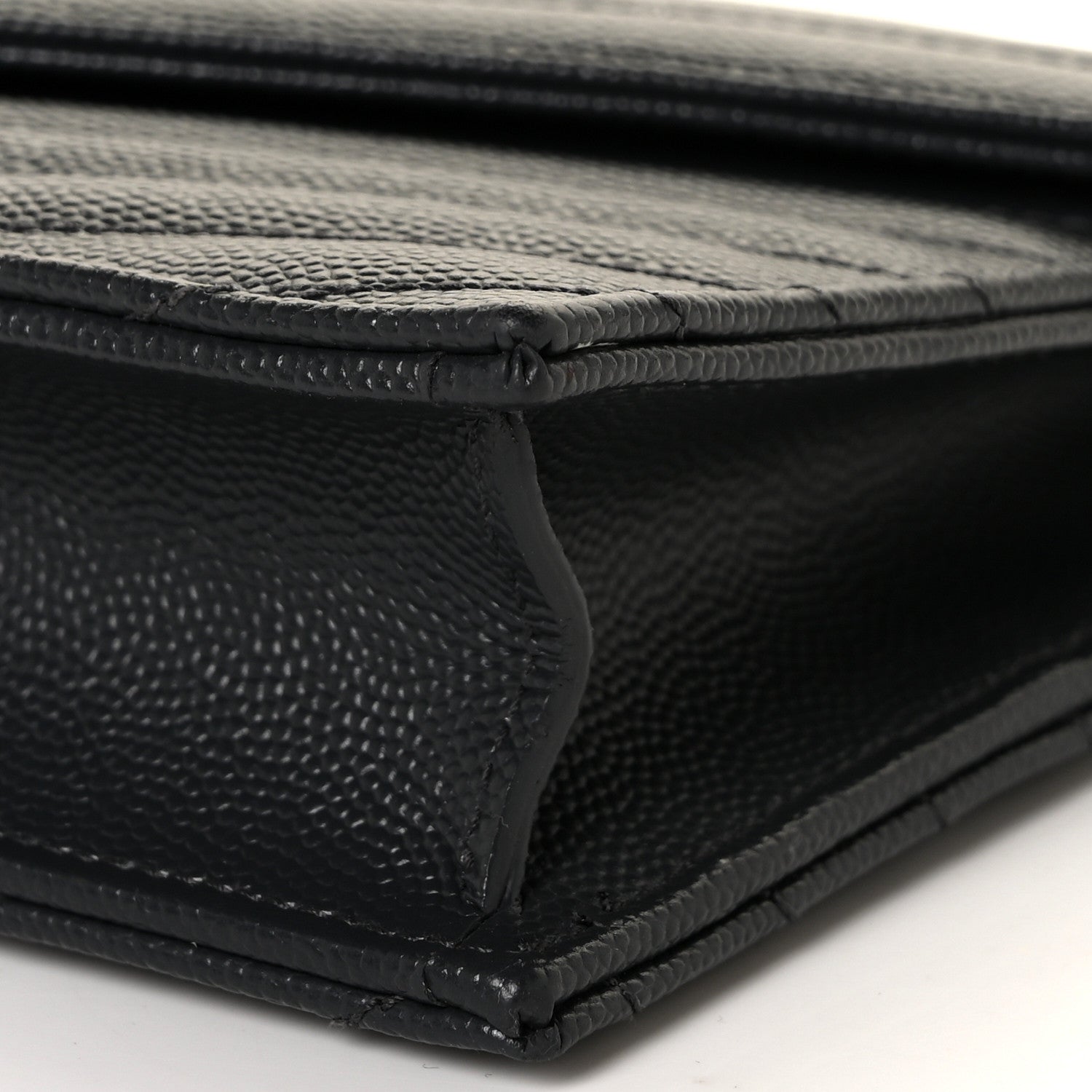 Saint Laurent Grain De Poudre Matelasse Chevron Monogram Envelope Chain Wallet Dark Smog 7 of 7