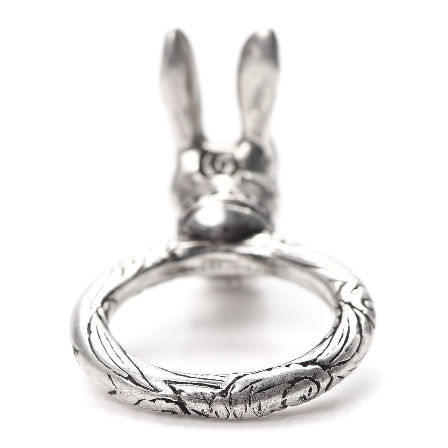 Gucci Sterling Silver Anger Forest Rabbit Head Ring 51 5.75 5 of 5