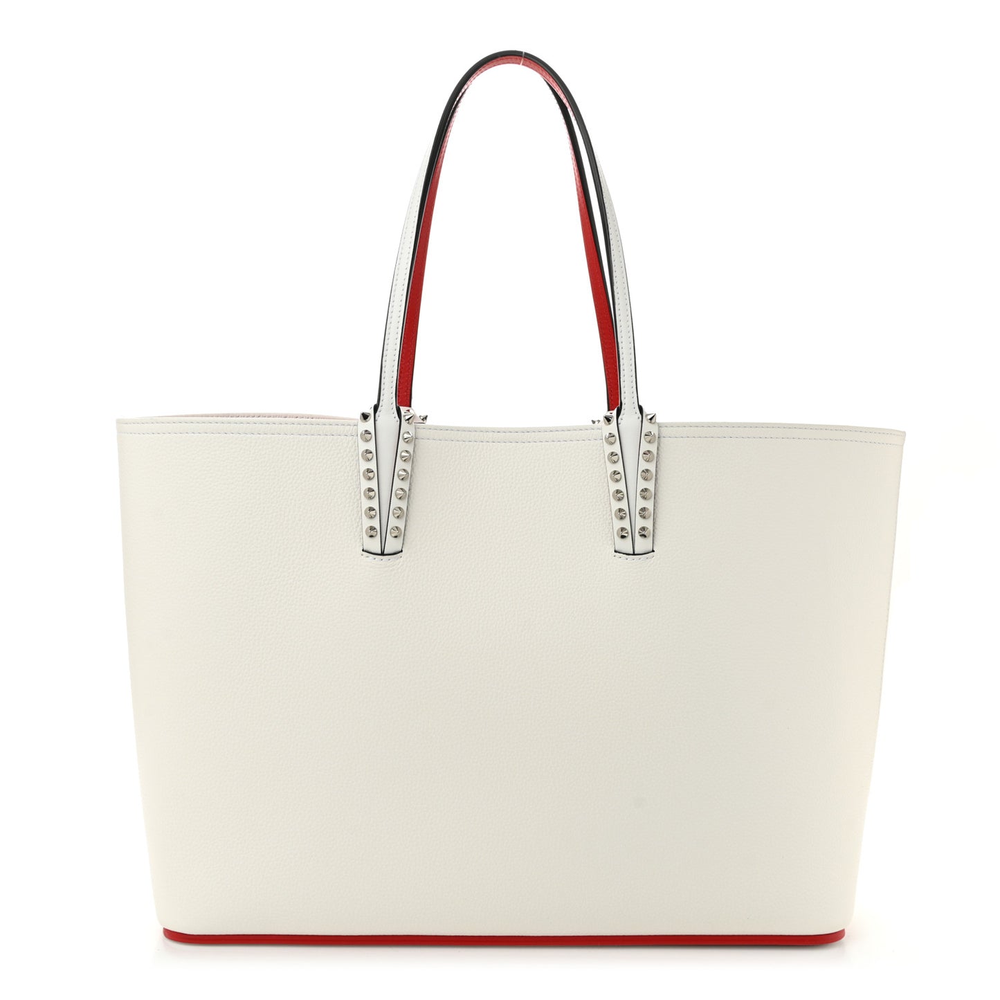 Calfskin Spikes Large East West Cabata Tote Snow