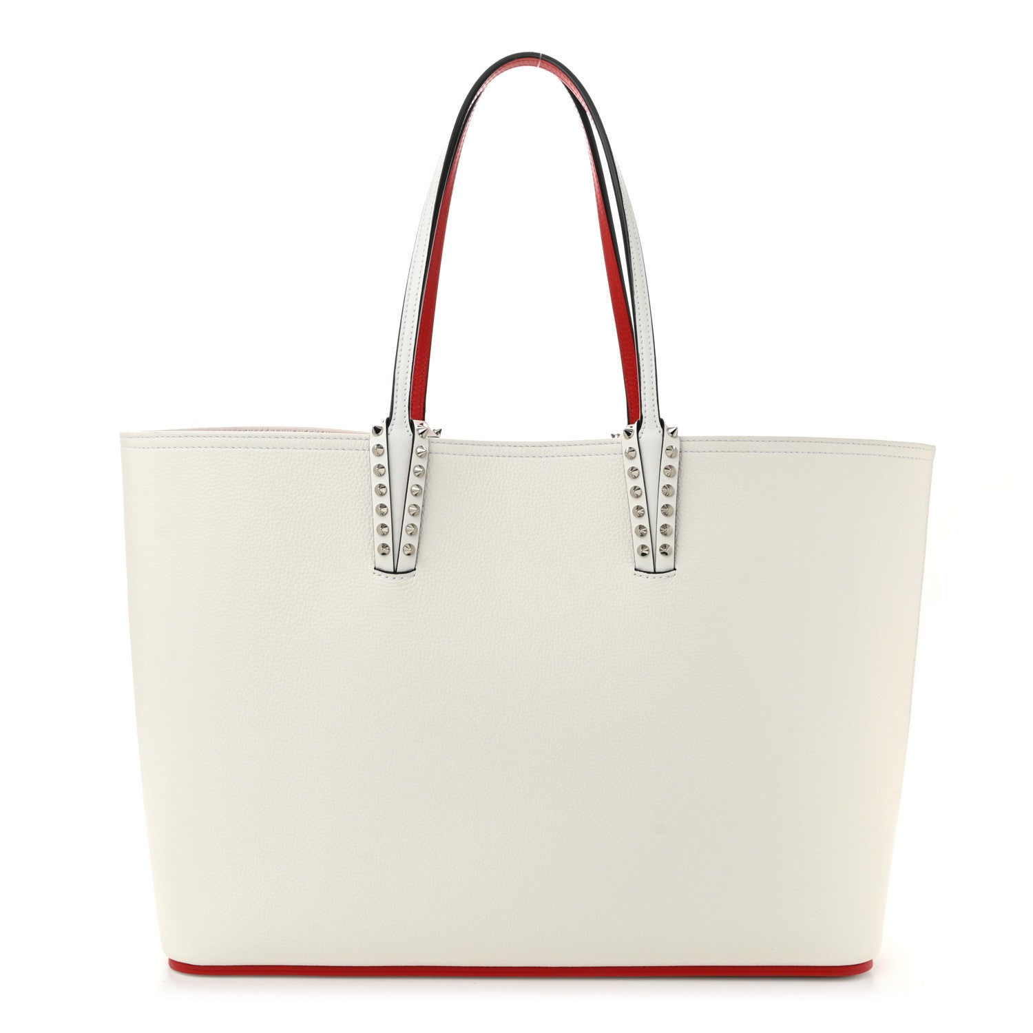 Christian Louboutin Calfskin Spikes Large East West Cabata Tote Snow 1 of 12