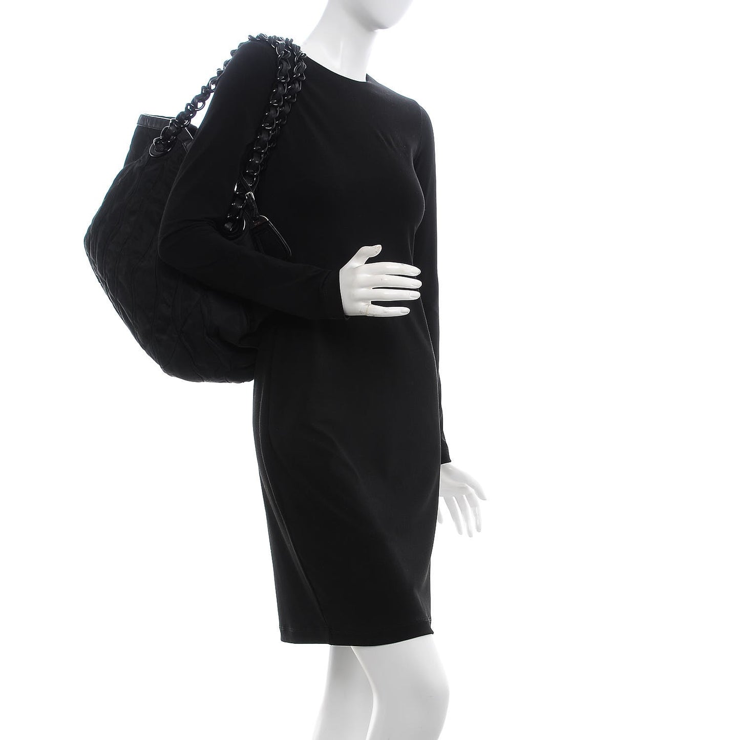 Tessuto Nylon Stripes Tote Black