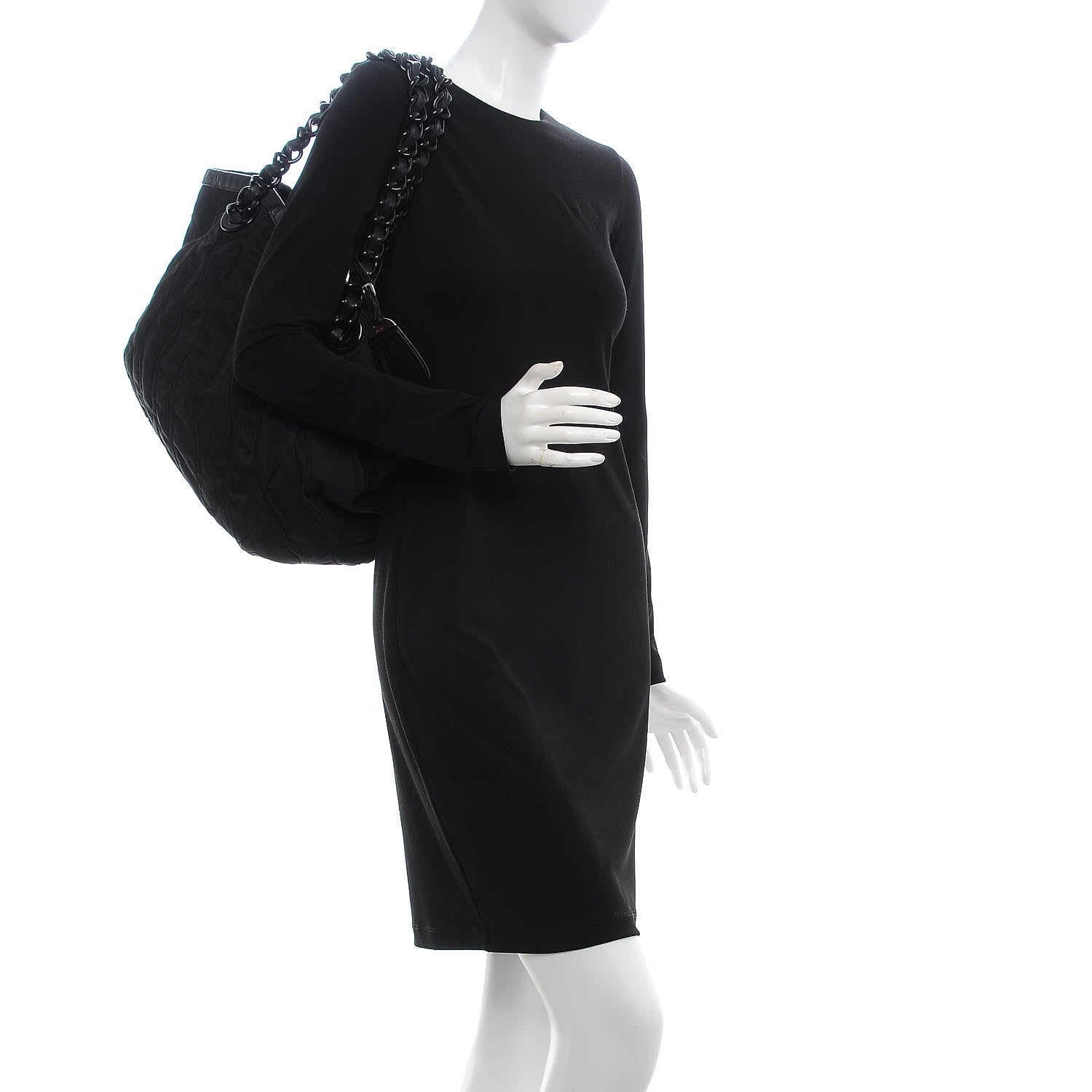Prada Tessuto Nylon Stripes Tote Black 2 of 9