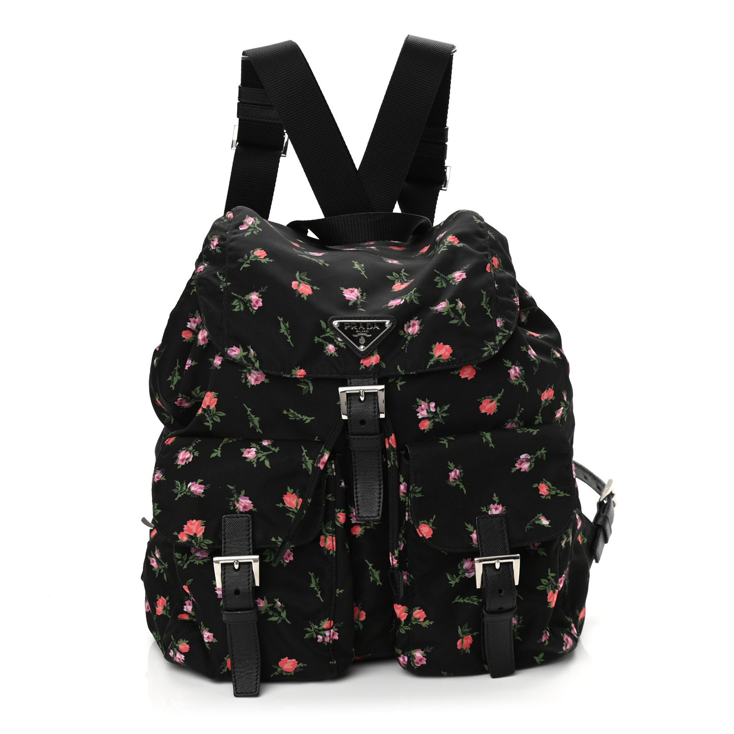 Tessuto Nylon Saffiano Stampata Backpack Black Dis Rose