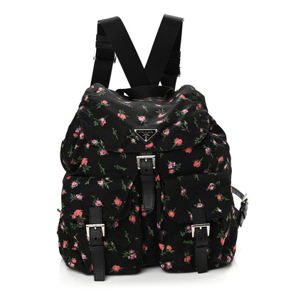 Prada Tessuto Nylon Saffiano Stampata Backpack Black Dis Rose 1 of 10