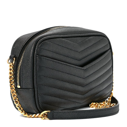 Saint Laurent Grain De Poudre Matelasse Monogram Mini Lou Camera Bag Black 3 of 11