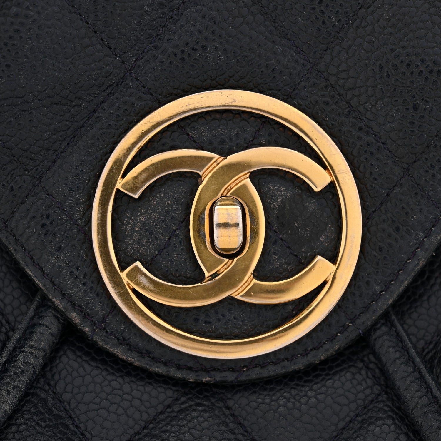 Chanel Caviar Quilted CC Drawstring Backpack Navy 12 of 14