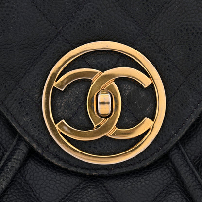 Chanel Caviar Quilted CC Drawstring Backpack Navy 12 of 14