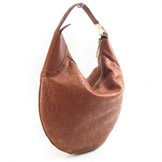 GGUCCI Calfskin Horsebit Embossed Glam Hobo Tan