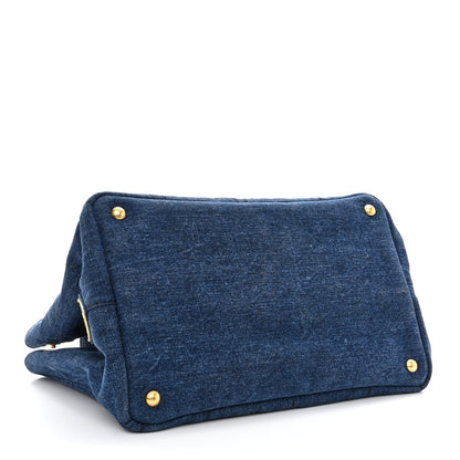 Prada Denim Logo Tote Bleu 4 of 11